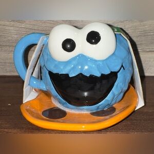 Super Cute 🥰 Sesame Street Cookie 🍪 Monster Ceramic Mug Plate Set NEW